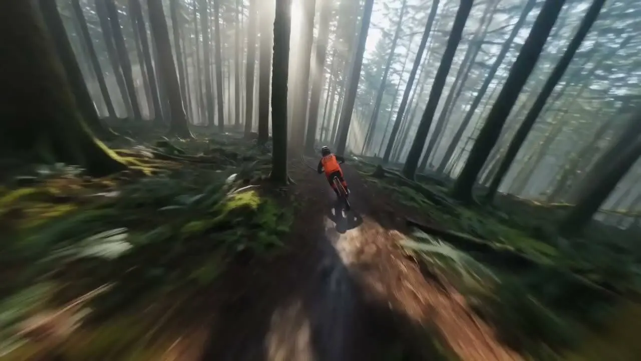 Mountainbiker auf einem Waldtrail